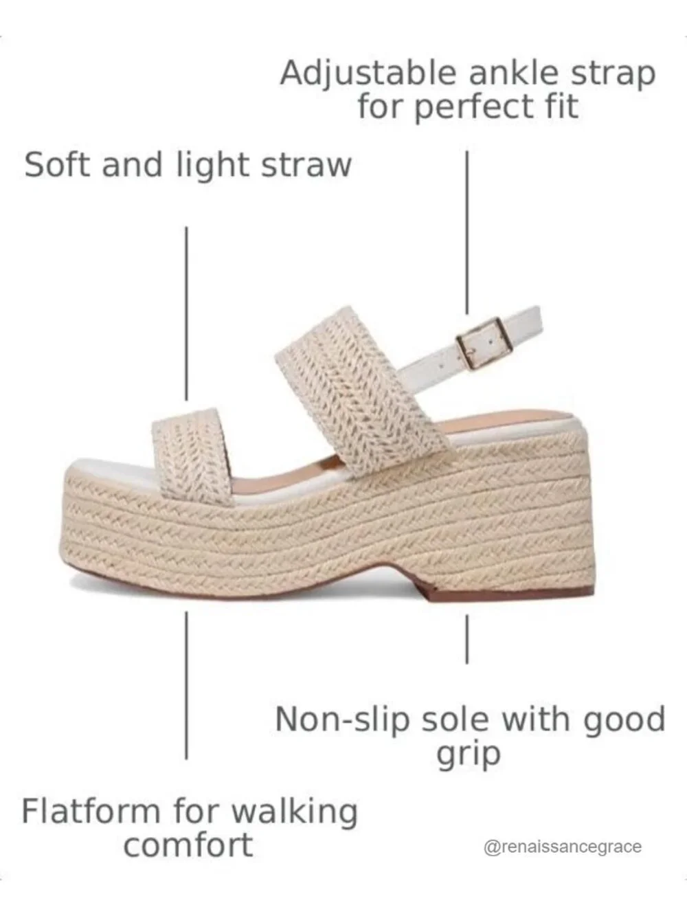 Espadrille Wedge Platform Sandals Womens Open Toe Ankle Strap Comfortable